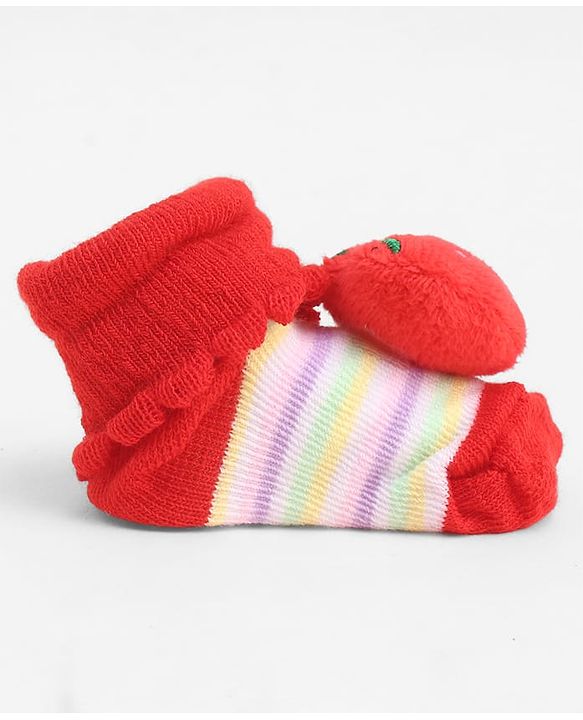 Cute Walk by Babyhug Socks With Large Strawberry Applique - Red