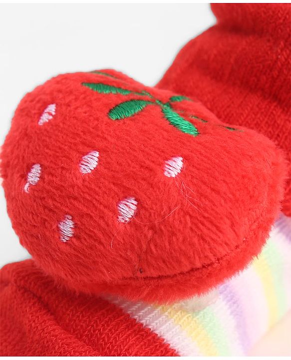 Cute Walk by Babyhug Socks With Large Strawberry Applique - Red