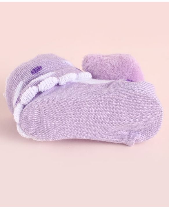 Cute Walk by Babyhug Fabric Socks Shoes With Large Hello Kitty Applique - Purple