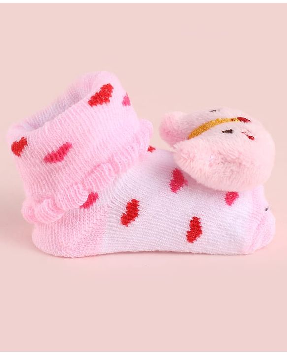 Cute Walk by Babyhug Fabric Socks Shoes With Large Hello Kitty Applique - Pink