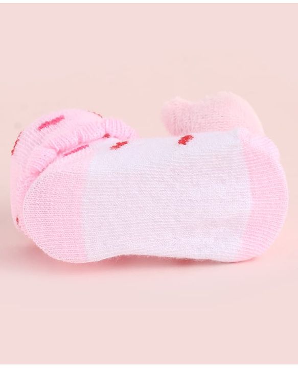 Cute Walk by Babyhug Fabric Socks Shoes With Large Hello Kitty Applique - Pink