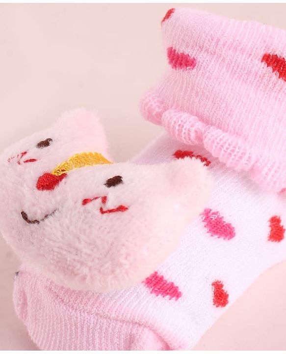 Cute Walk by Babyhug Fabric Socks Shoes With Large Hello Kitty Applique - Pink