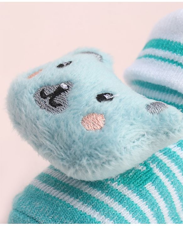 Cute Walk by Babyhug Socks With Large Bear Applique - Aqua