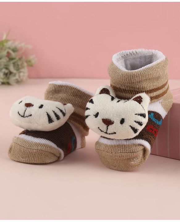 Cute Walk by Babyhug Socks With Large Cub Applique - Tan