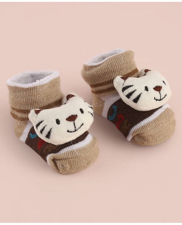 Cute Walk by Babyhug Socks With Large Cub Applique - Tan