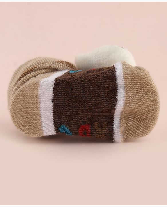 Cute Walk by Babyhug Socks With Large Cub Applique - Tan