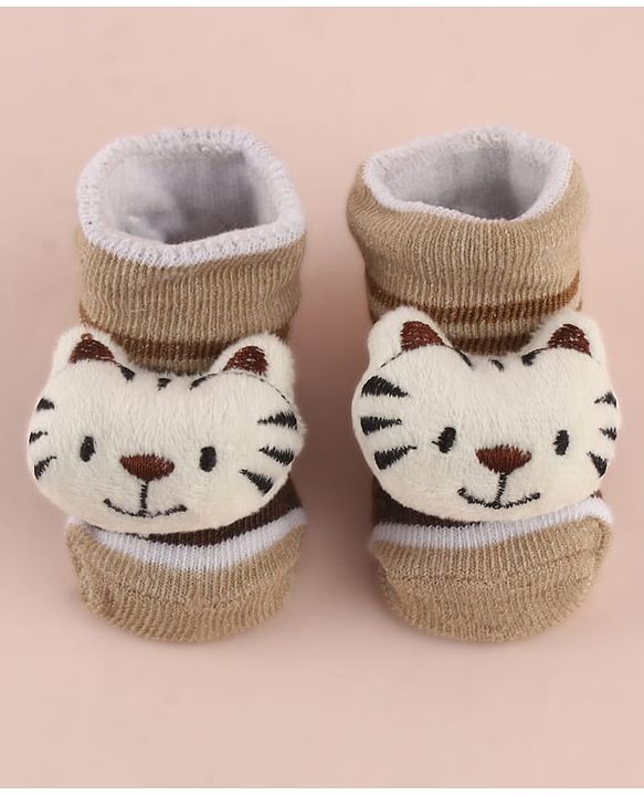 Cute Walk by Babyhug Socks With Large Cub Applique - Tan