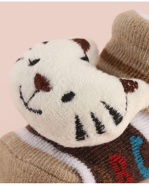 Cute Walk by Babyhug Socks With Large Cub Applique - Tan