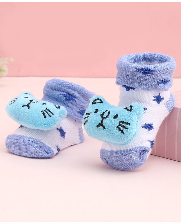 Cute Walk by Babyhug Socks with Large Kitty Applique - Purple