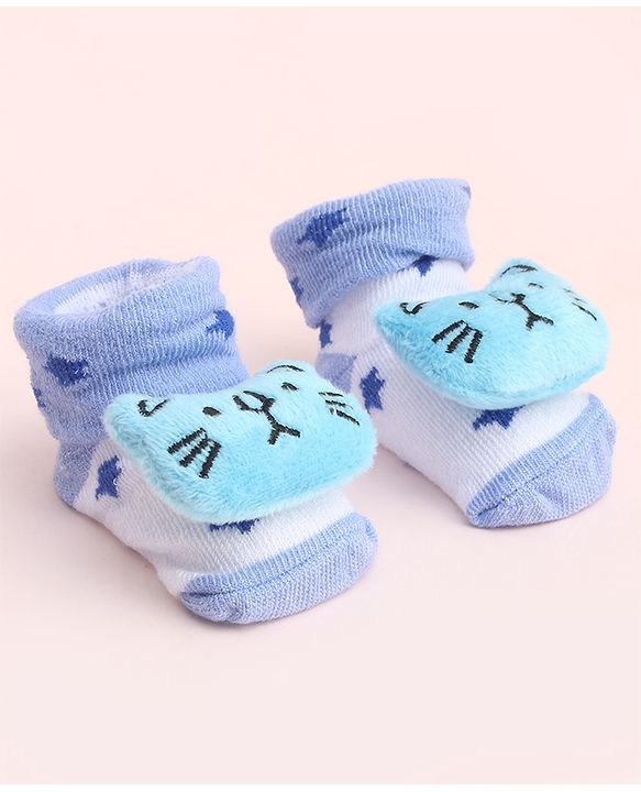 Cute Walk by Babyhug Socks with Large Kitty Applique - Purple