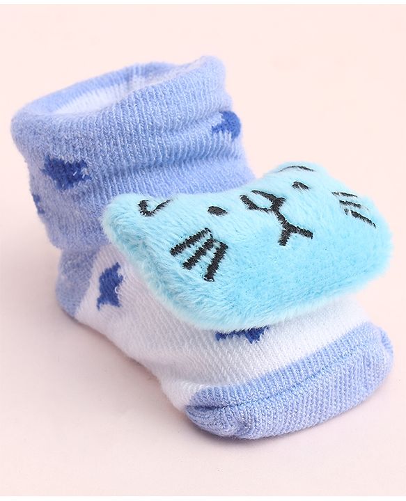 Cute Walk by Babyhug Socks with Large Kitty Applique - Purple