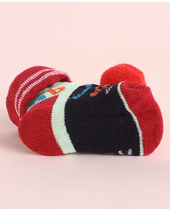 Cute Walk by Babyhug Fabric Socks Shoes With Alphabet Large Bird Applique - Red