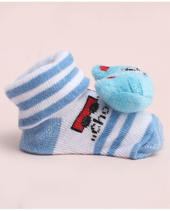 Cute Walk by Babyhug Socks With Large Kitten Applique - Light Blue