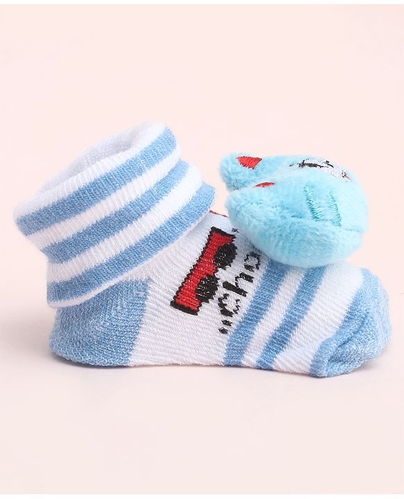 Cute Walk by Babyhug Socks With Large Kitten Applique - Light Blue
