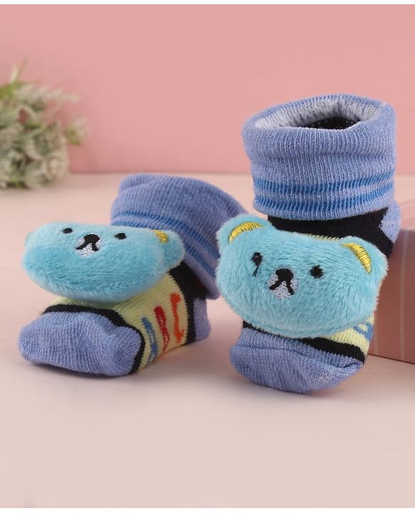 Cute Walk by Babyhug Socks With Large Bear Applique - Blue