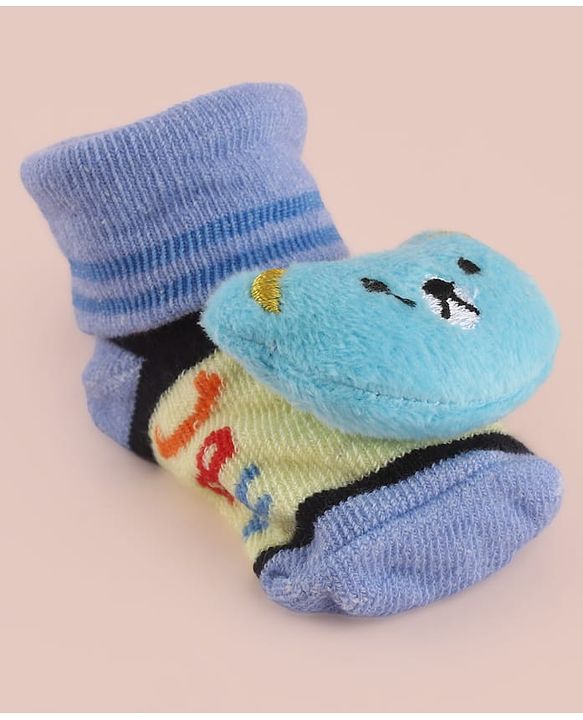 Cute Walk by Babyhug Socks With Large Bear Applique - Blue