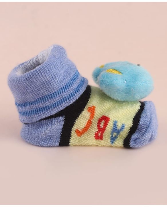 Cute Walk by Babyhug Socks With Large Bear Applique - Blue
