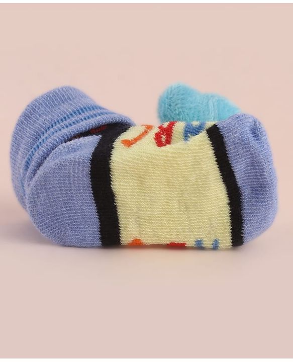 Cute Walk by Babyhug Socks With Large Bear Applique - Blue