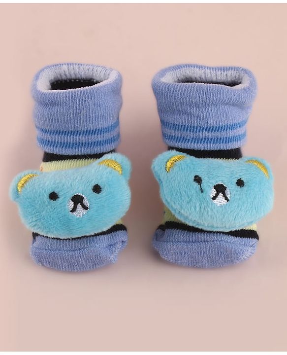 Cute Walk by Babyhug Socks With Large Bear Applique - Blue