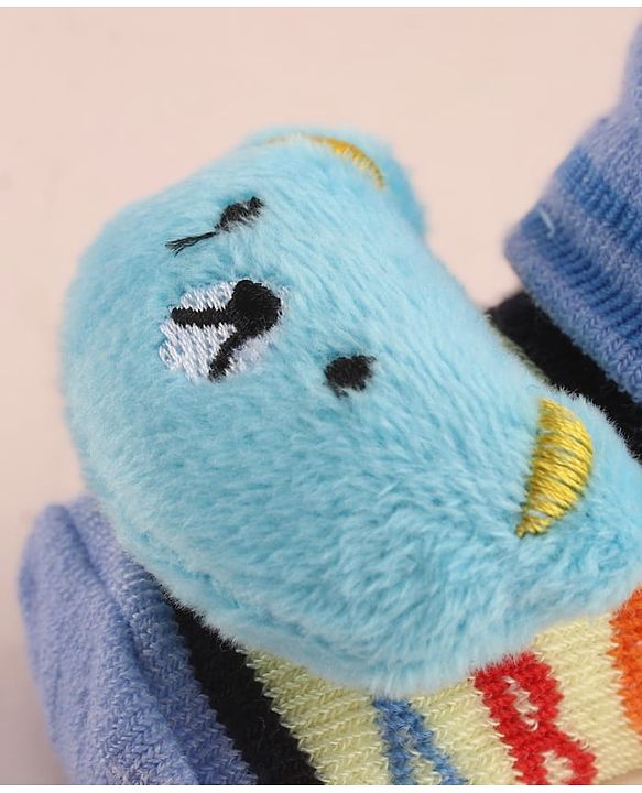 Cute Walk by Babyhug Socks With Large Bear Applique - Blue