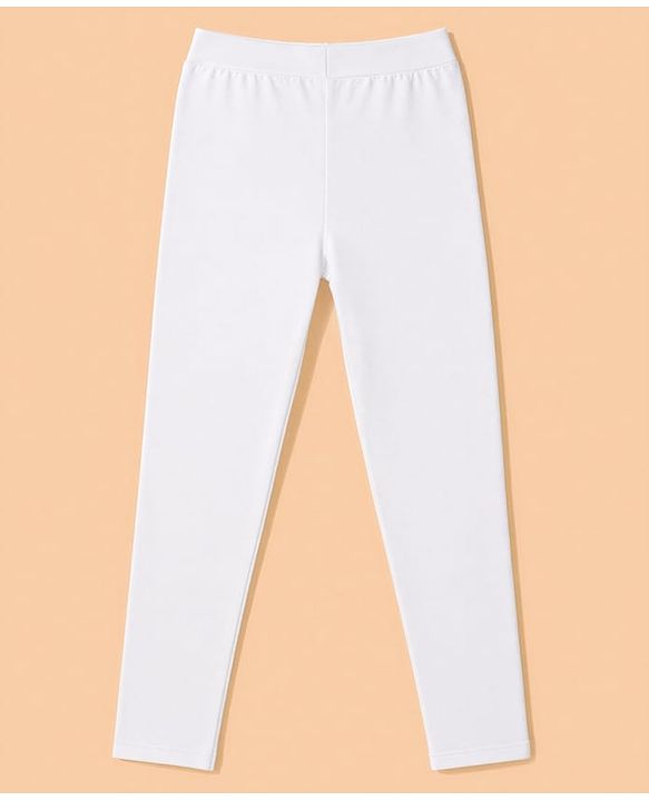 Pine Kids Cotton Lycra Knit Full Length Solid Colour Leggings Pack of 2 - White & Navy