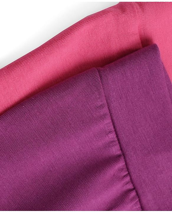 Pine Kids Cotton Lycra Knit Full Length Solid Leggings Pack Of 2 - Dark Pink & Purple