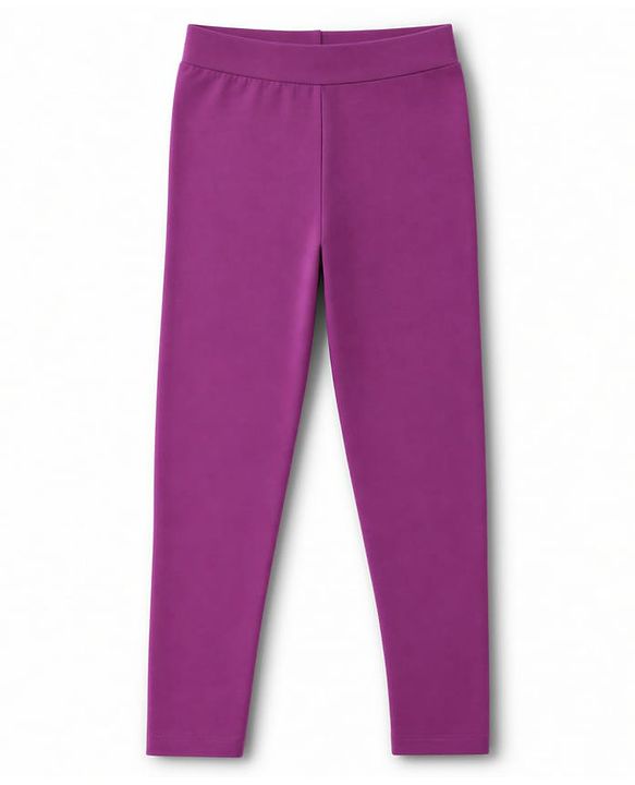 Pine Kids Cotton Lycra Knit Full Length Solid Leggings Pack Of 2 - Dark Pink & Purple