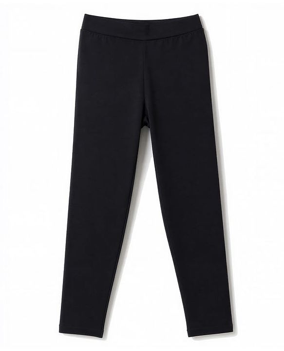 Pine Kids Cotton Lycra Knit Full Length Solid Colour Leggings Pack of 2 - Black & Maroon