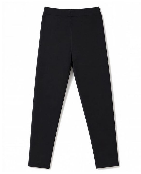 Pine Kids Cotton Lycra Knit Full Length Solid Colour Leggings Pack of 2 - Black & Maroon