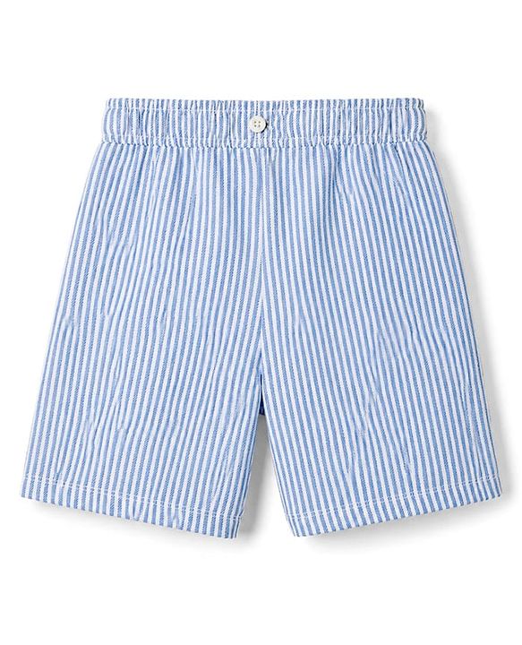 Babyhug Single Jersey Knit Half Sleeves  T-Shirt & Shorts Set with Stripes & Suspender - Blue & White