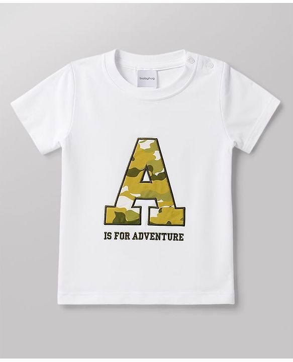 Babyhug Waffle 100% Cotton Knit Half Sleeves Shirt & Shorts Set With Text Printed Inner Tee - Olive Green