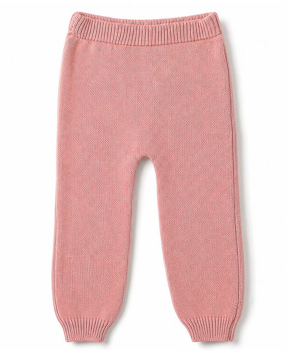 Babyhug 100% Cotton Knit Full Sleeves Elephant Patch Sweater set with Cap - Light Pink