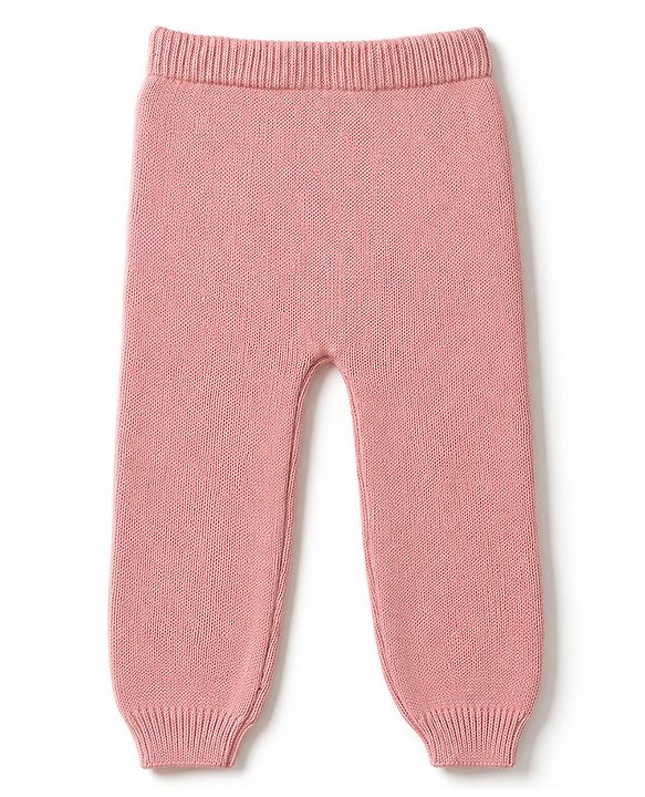 Babyhug 100% Cotton Knit Full Sleeves Elephant Patch Sweater set with Cap - Light Pink