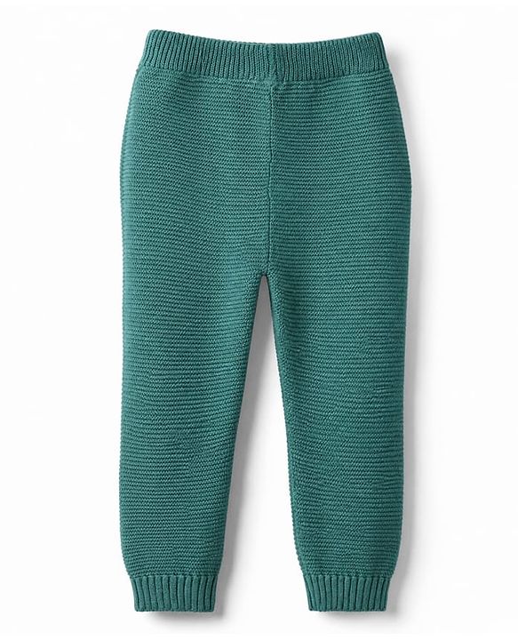 Babyhug 100 % Cotton Knit Front Open Sweater Set With Cap & Bear Applique - Teal Blue