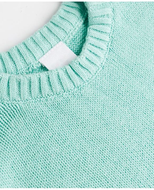 Babyhug Natural 100% Cotton Knit Full Sleeves Colour Block Sweater Set with Cap -Sea Green