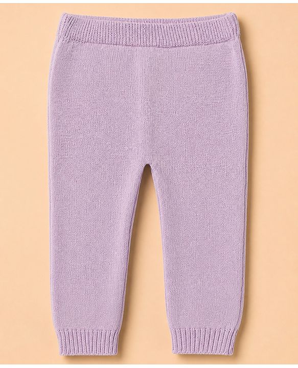 Babyhug 100% Cotton Knit Full Sweater sets with Cap & Floral Design - Lavender