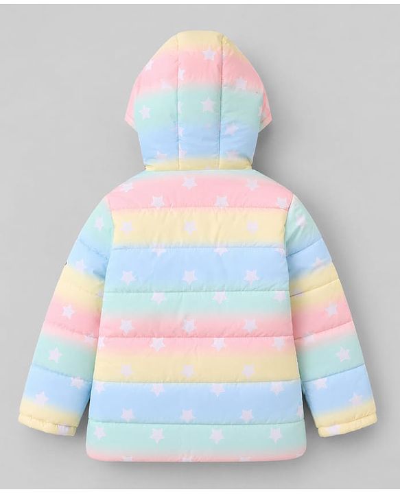 Pine Kids Woven Jacket with Full Sleeves and Star Print - Light Blue