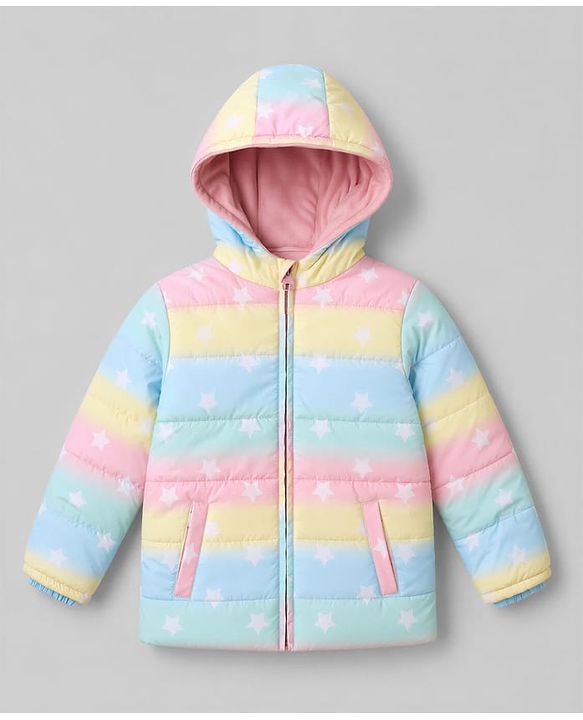 Pine Kids Woven Jacket with Full Sleeves and Star Print - Light Blue