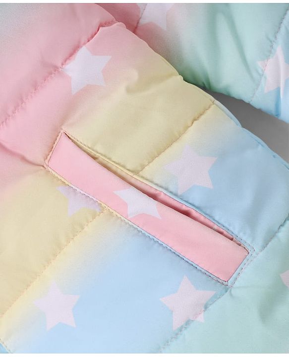 Pine Kids Woven Jacket with Full Sleeves and Star Print - Light Blue