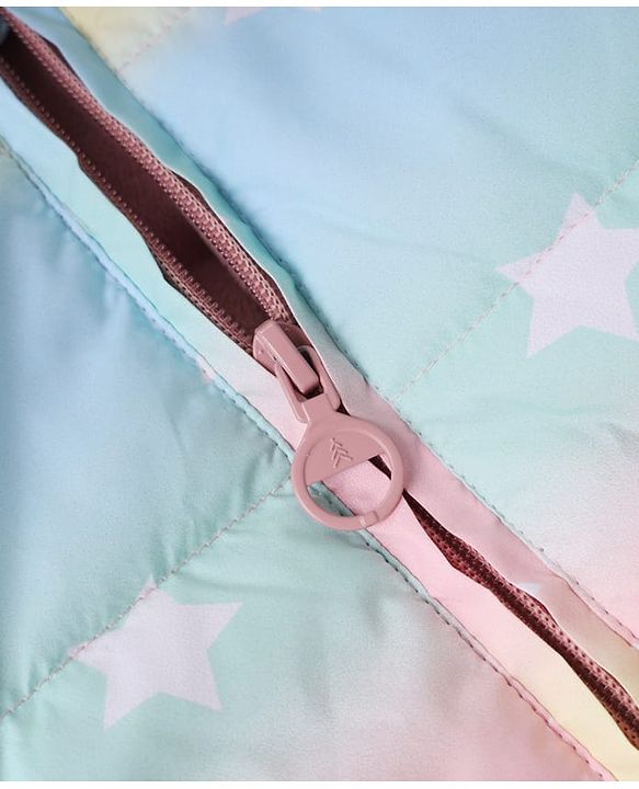 Pine Kids Woven Jacket with Full Sleeves and Star Print - Light Blue