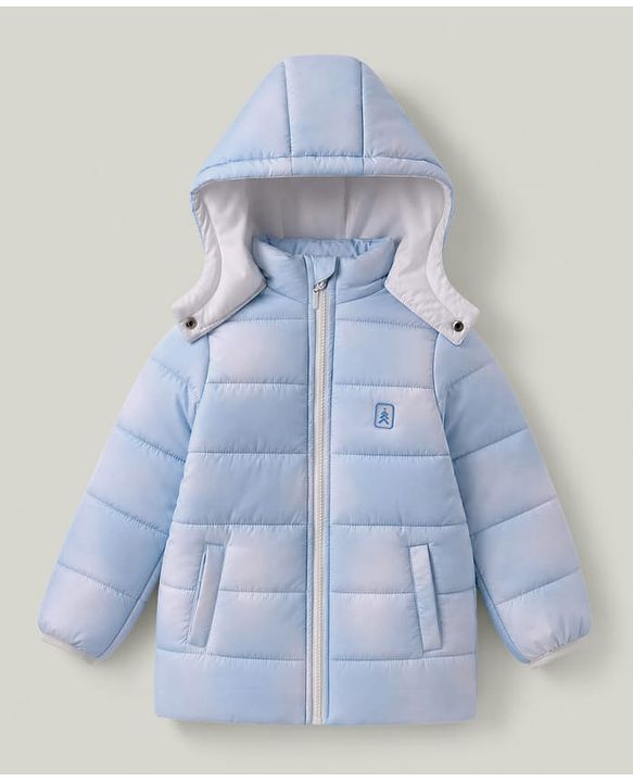 Pine Kids Woven Hooded Jacket with Full Sleeves - Blue