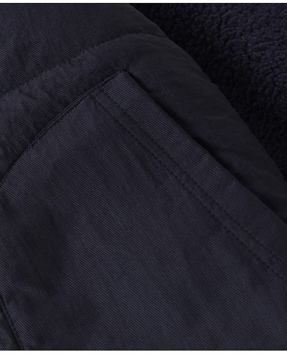 Pine Kids Woven Hooded Jacket with Full Sleeves - Navy Blue