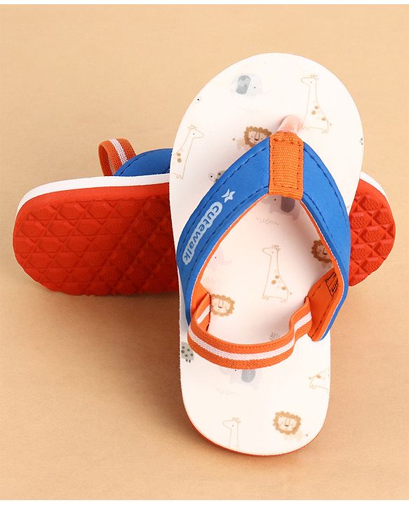 Cute Walk by Babyhug Back Strap Closure Animals Printed Flip Flops - White