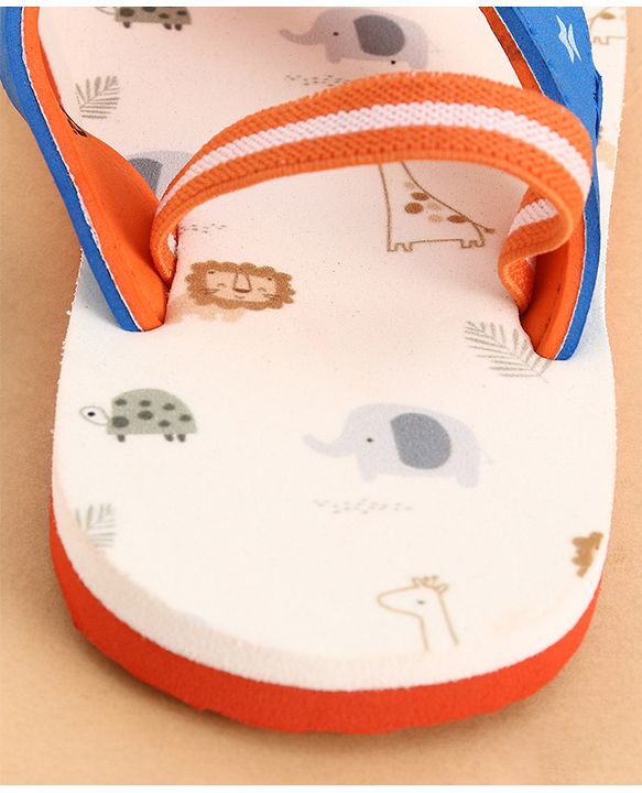 Cute Walk by Babyhug Back Strap Closure Animals Printed Flip Flops - White
