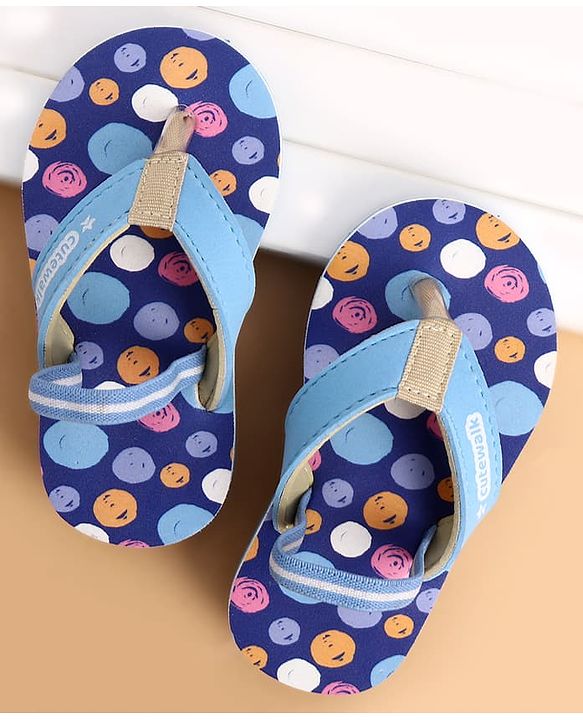 Cute Walk by Babyhug Back Strap Closure Flip Flops With Polka Dot Print - Blue