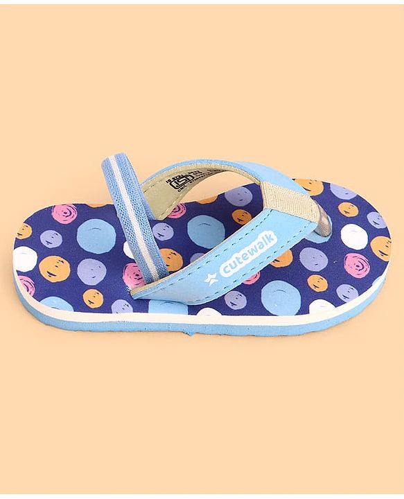 Cute Walk by Babyhug Back Strap Closure Flip Flops With Polka Dot Print - Blue
