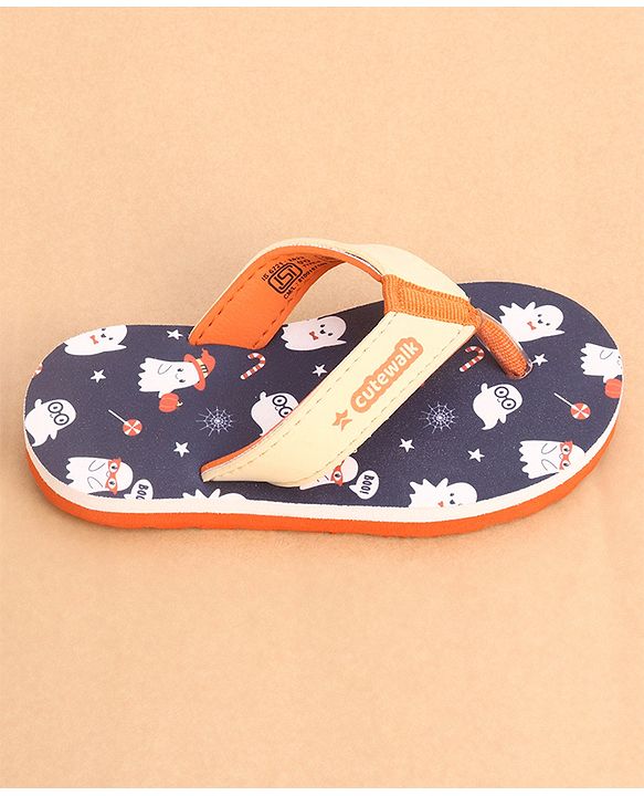 Cute Walk by Babyhug Slip Ons Flip Flop With Ghost Print - Navy Blue