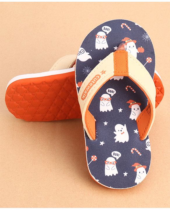 Cute Walk by Babyhug Slip Ons Flip Flop With Ghost Print - Navy Blue