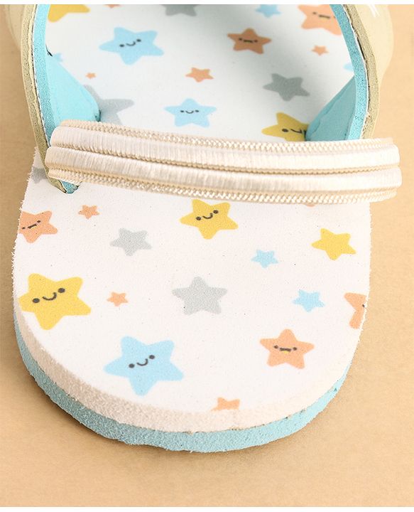 Cute Walk by Babyhug Back Strap Closure Star Printed Flip Flops - White