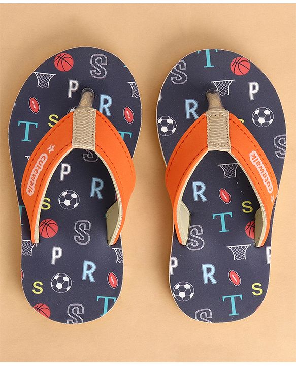 Cute Walk by Babyhug Slip Ons Flip Flop With Text Print - Navy Blue